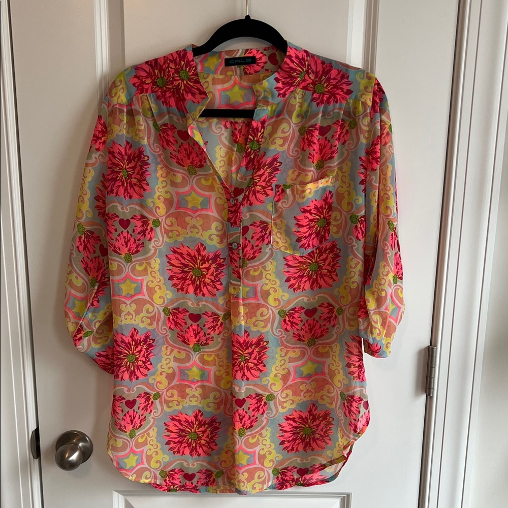 Boutique neon tunic blouse